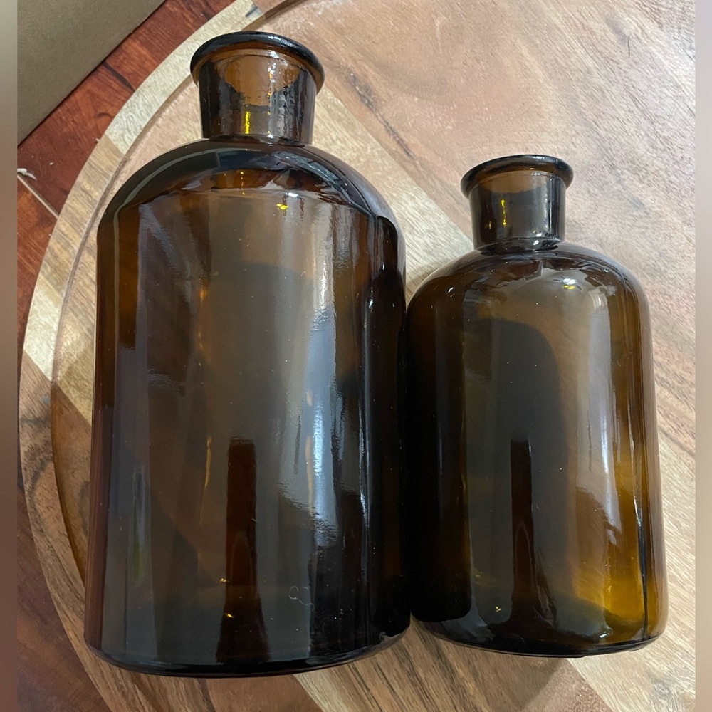 NEW Amber Vintage Stye Pharmacy Bottle Vase Decor